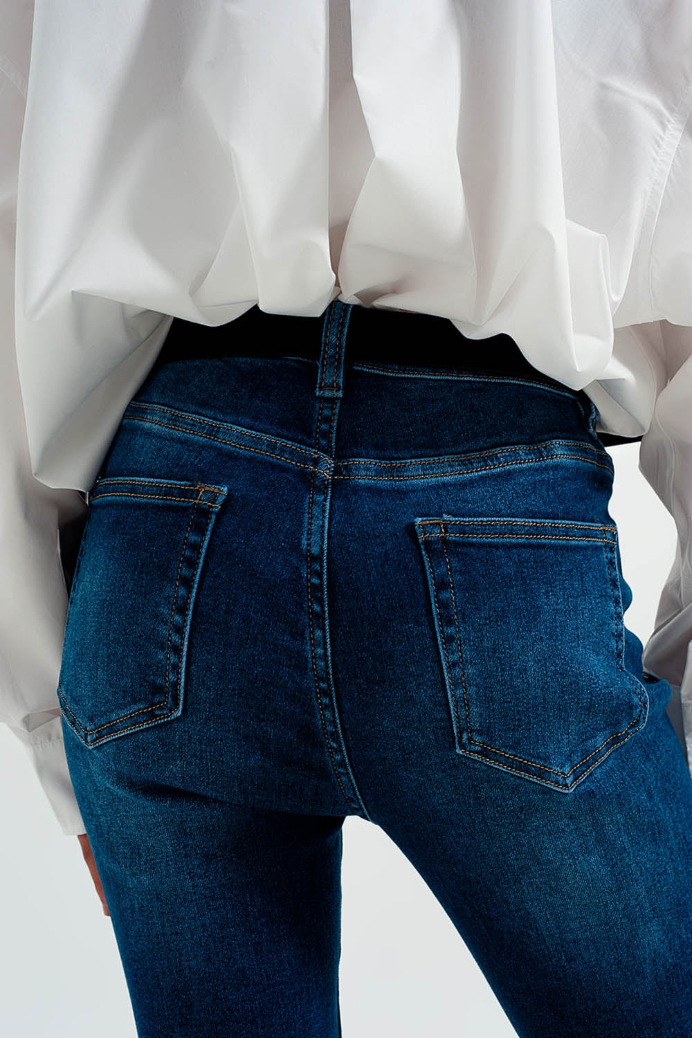 Jean skinny en coton mélangé Bleu
