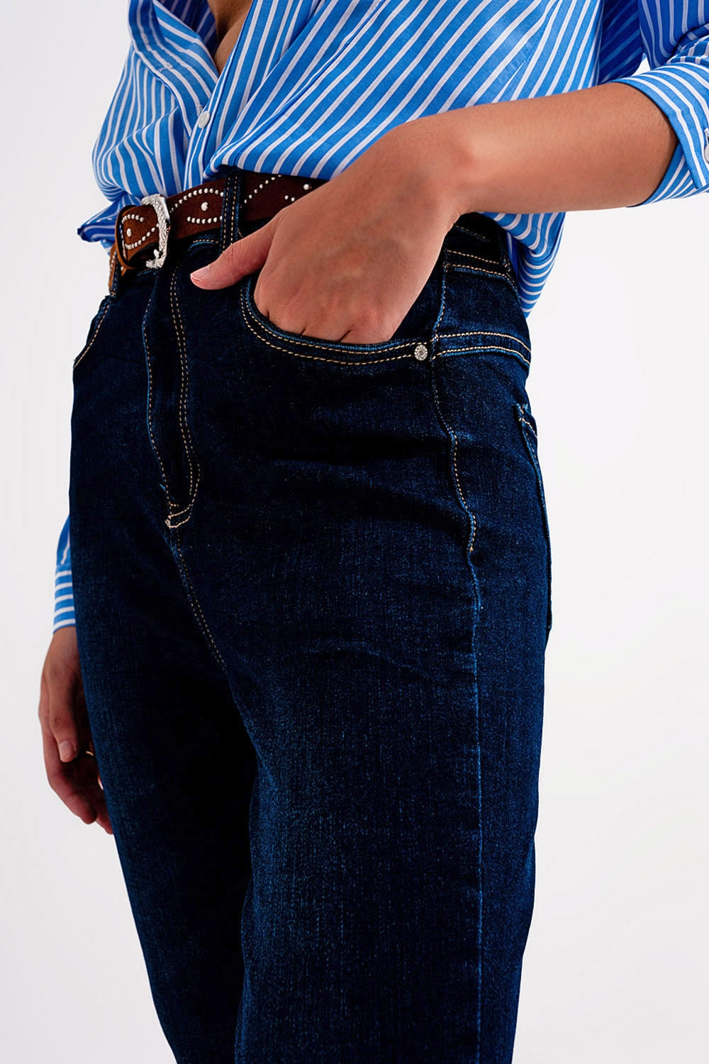 Jean skinny Bleu foncé délavé