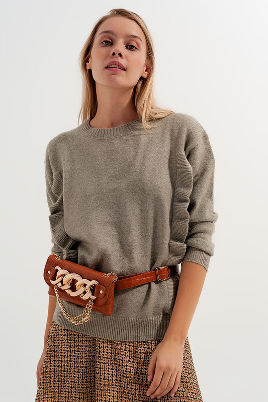 Pull vert sauge à volants