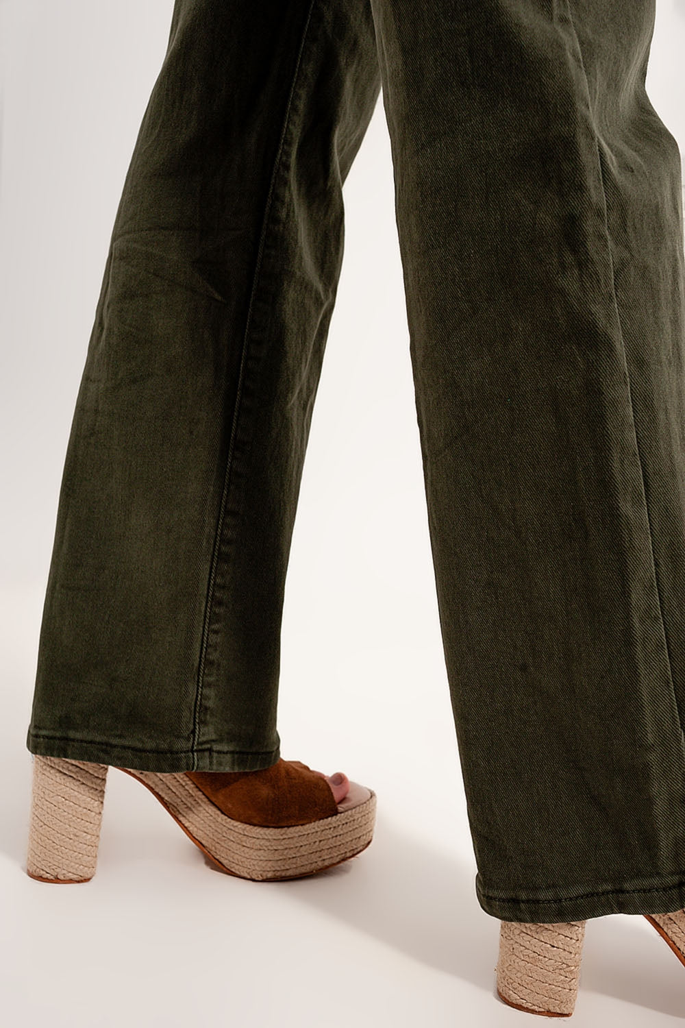 Jean mom ample à taille haute vert