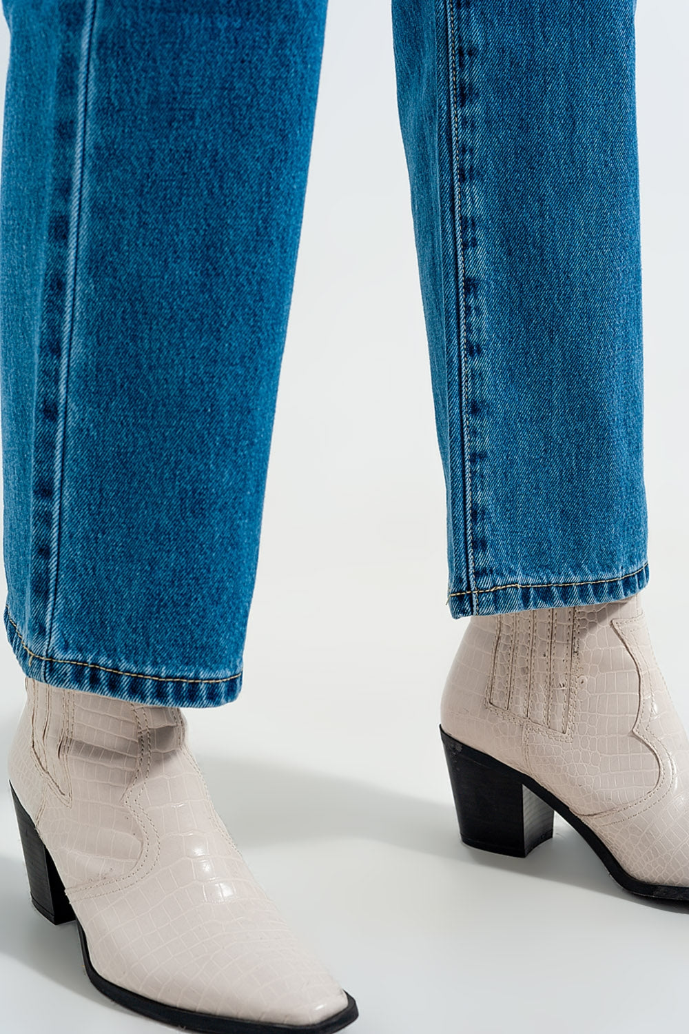 Jean mom taille haute Bleu