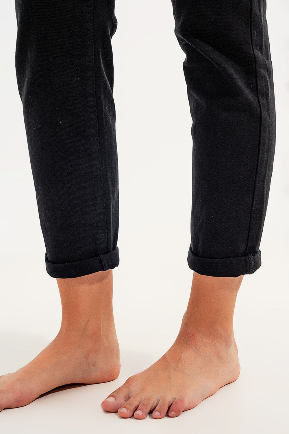 Jean noirs à élastique taille haute froncée
