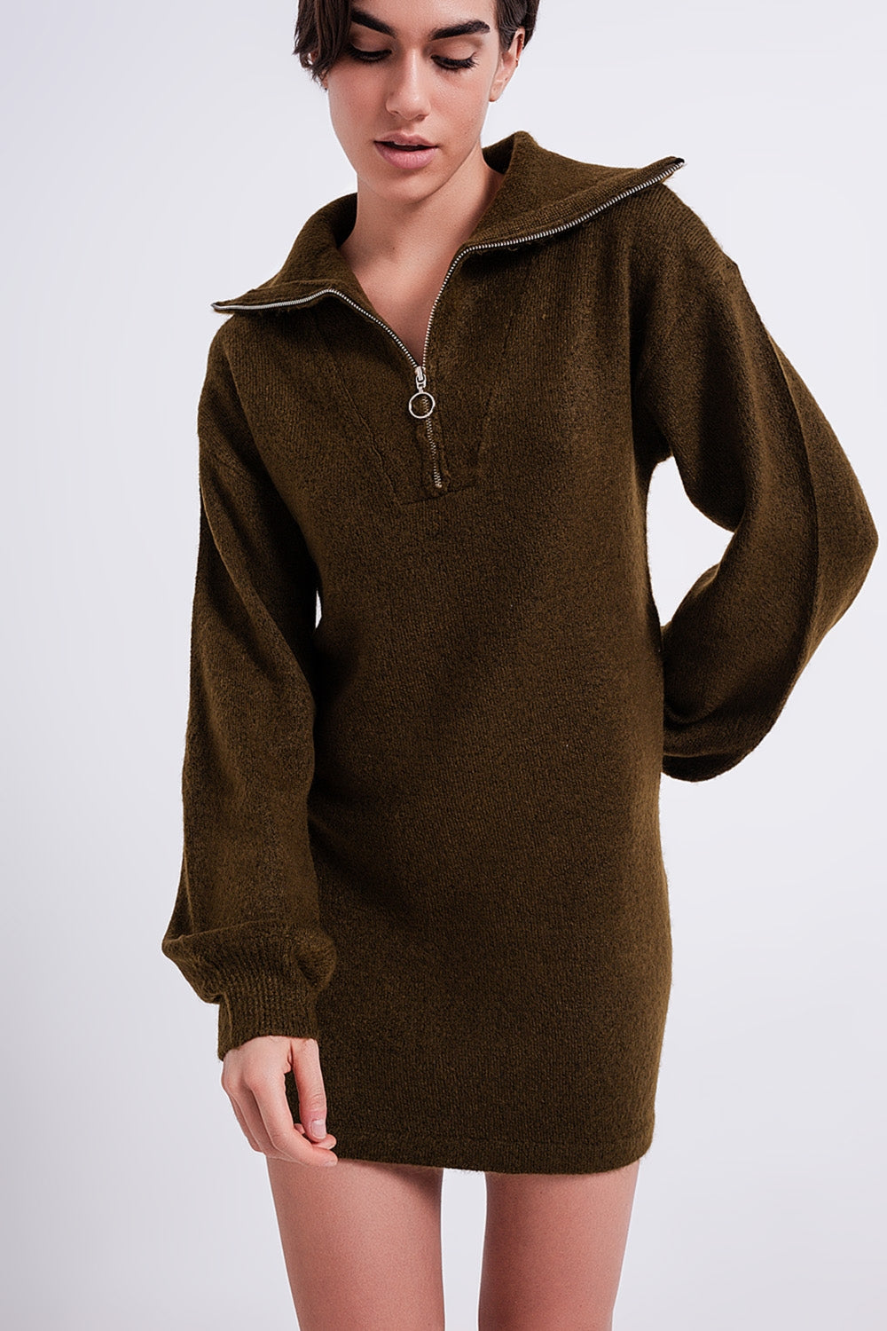 Robe pull courte Vert foncé