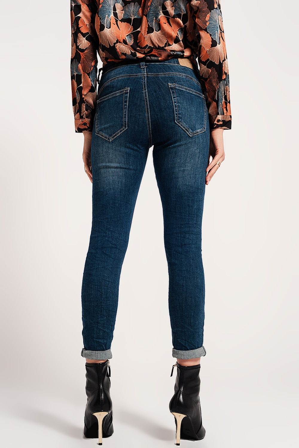 Jean skinny effet push up Bleu délavé moyen