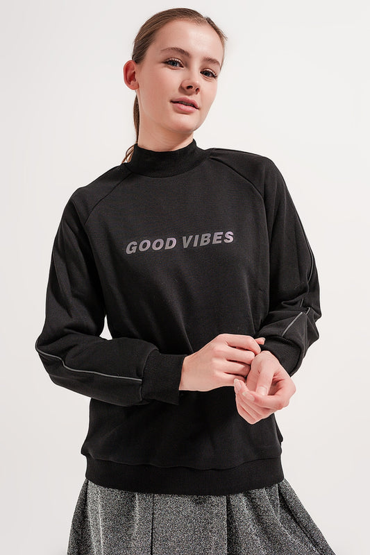 Sweat shirt à col montant Noir