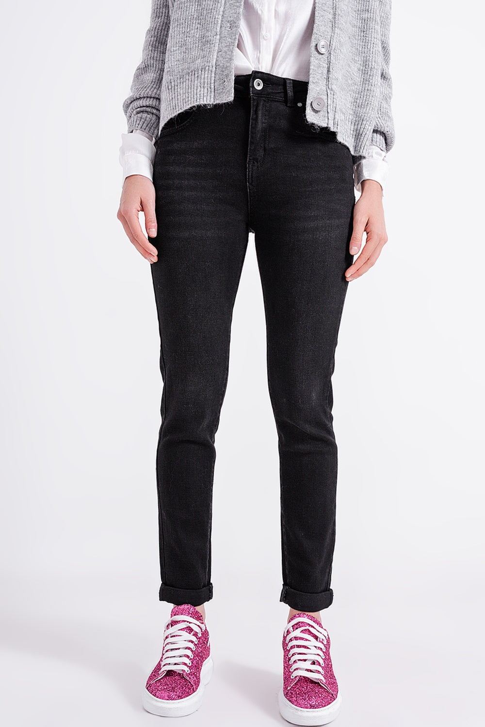 Jean skinny taille ultra haute Noir