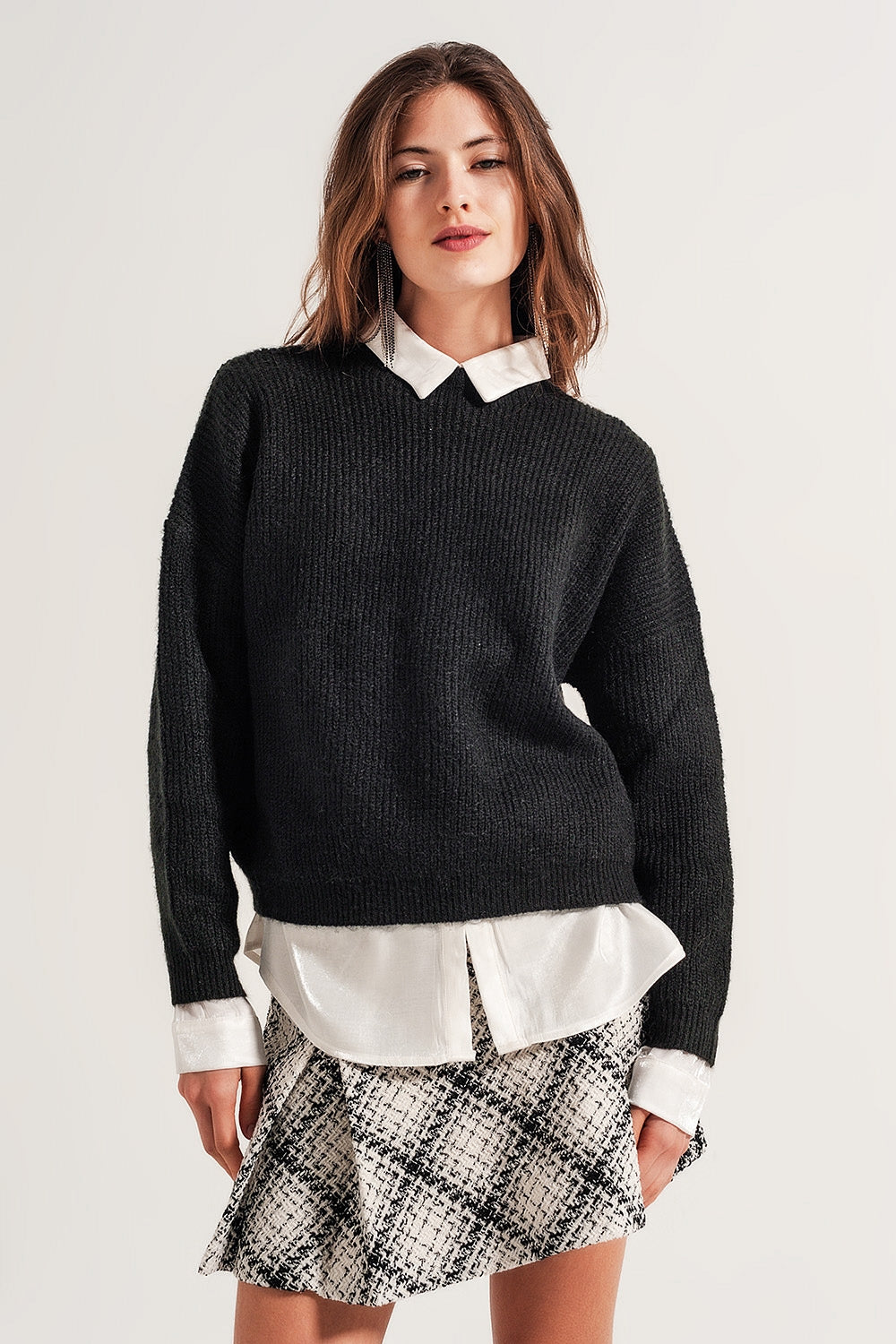 Pull col montant noir