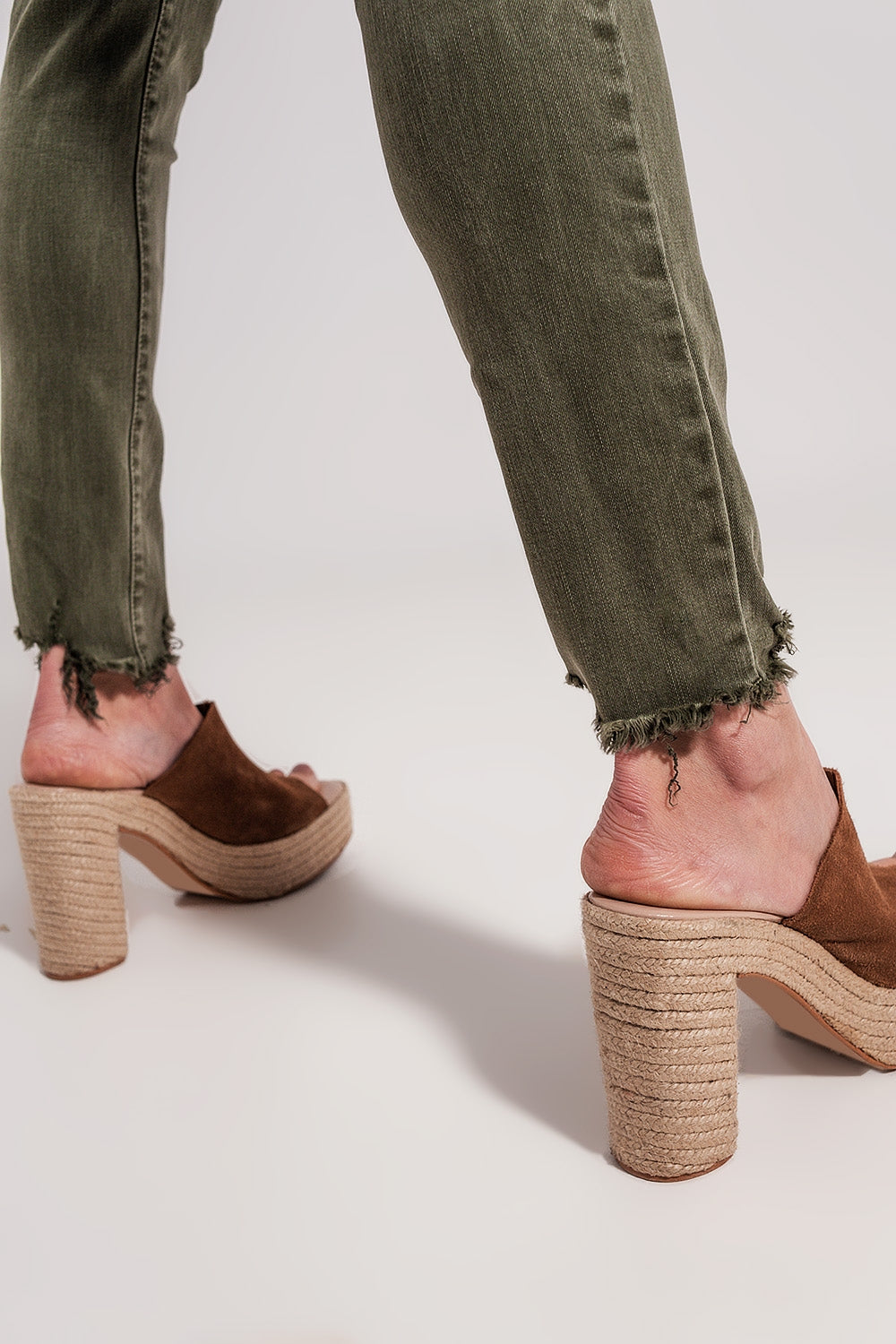 Jean skinny déchiré vert
