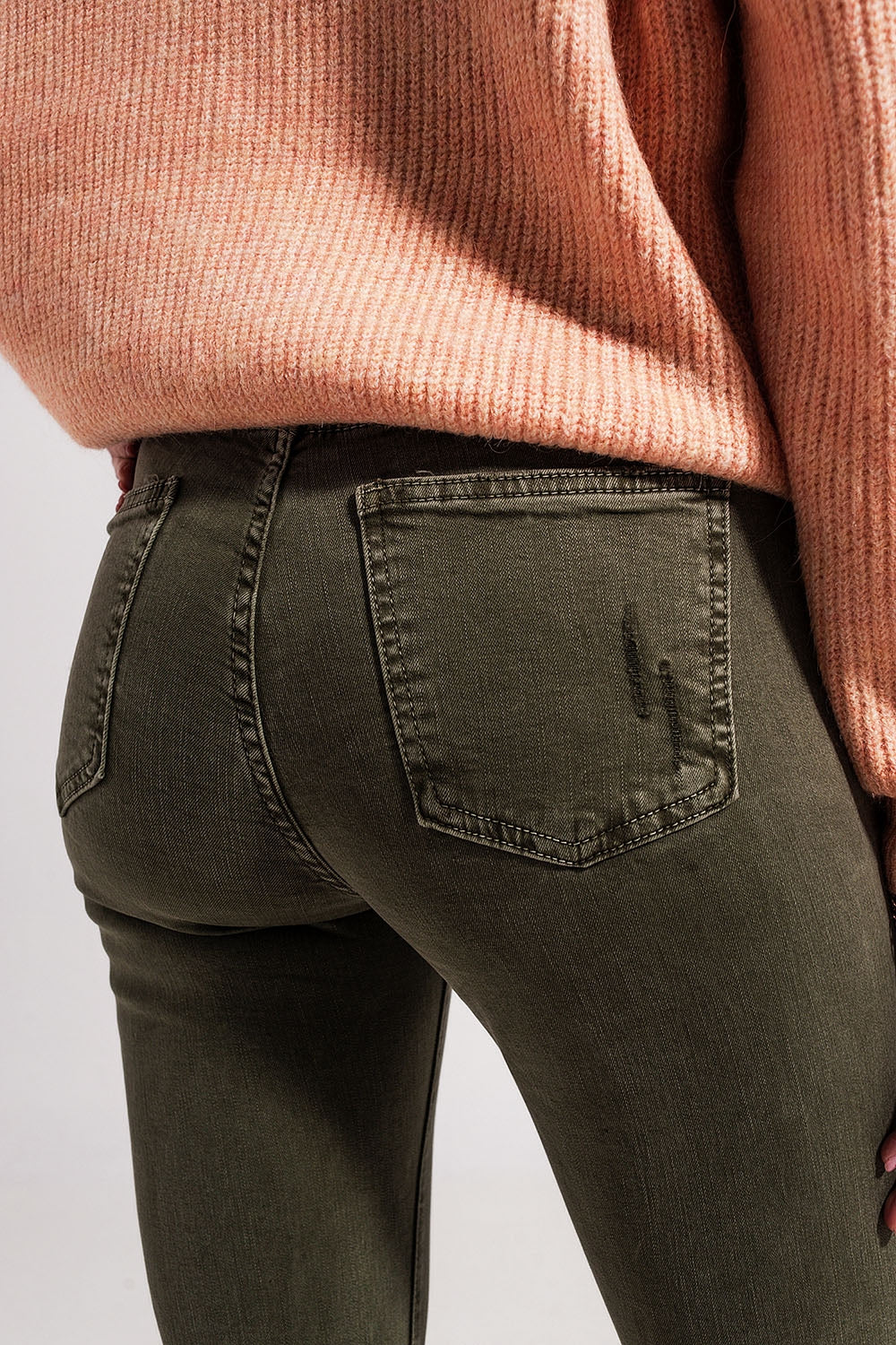 Jean skinny déchiré vert
