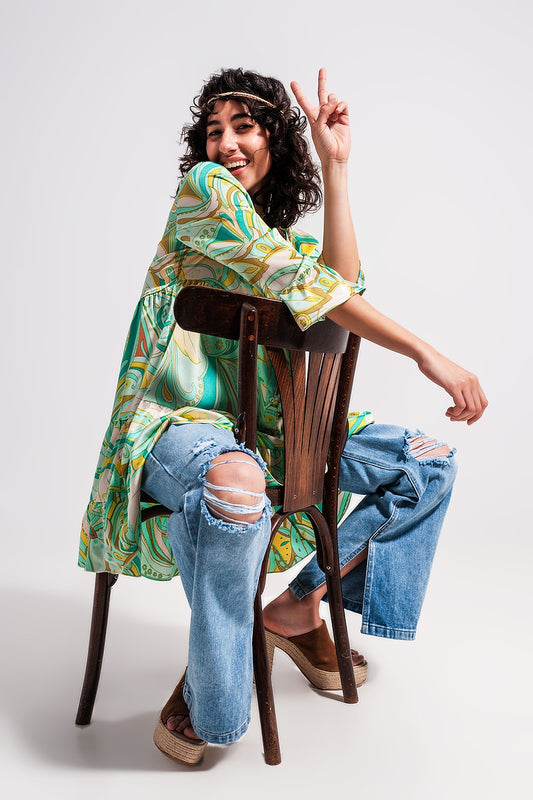 Robe à manches trois quarts Vert