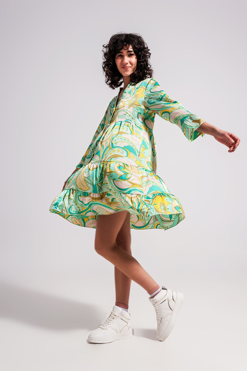 Robe à manches trois quarts Vert