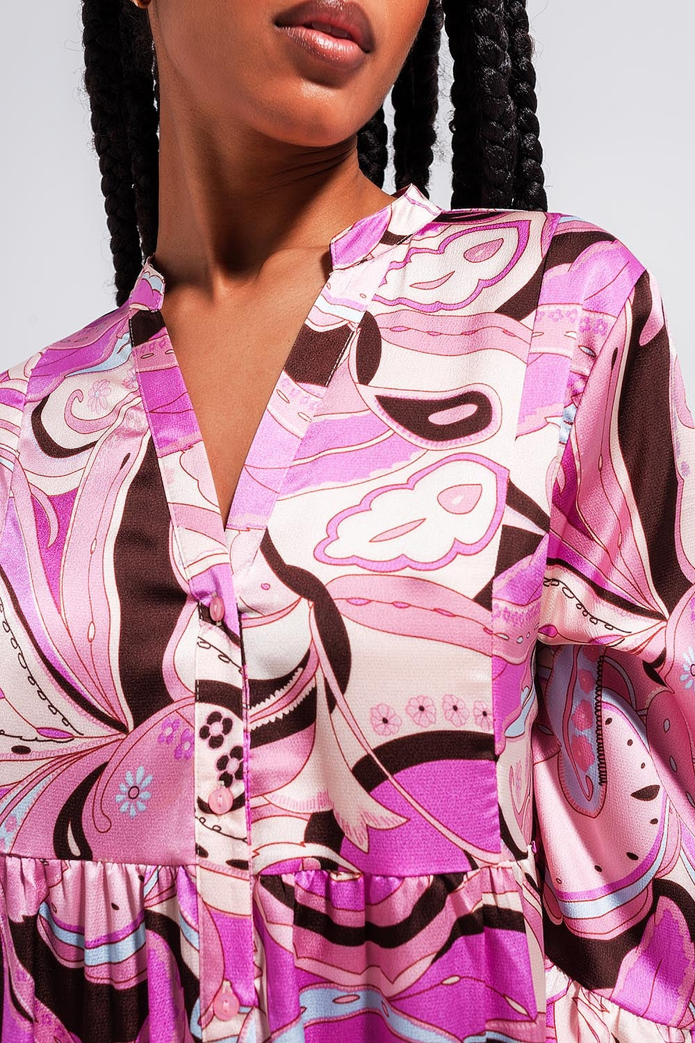 Robe à manches trois quarts rose