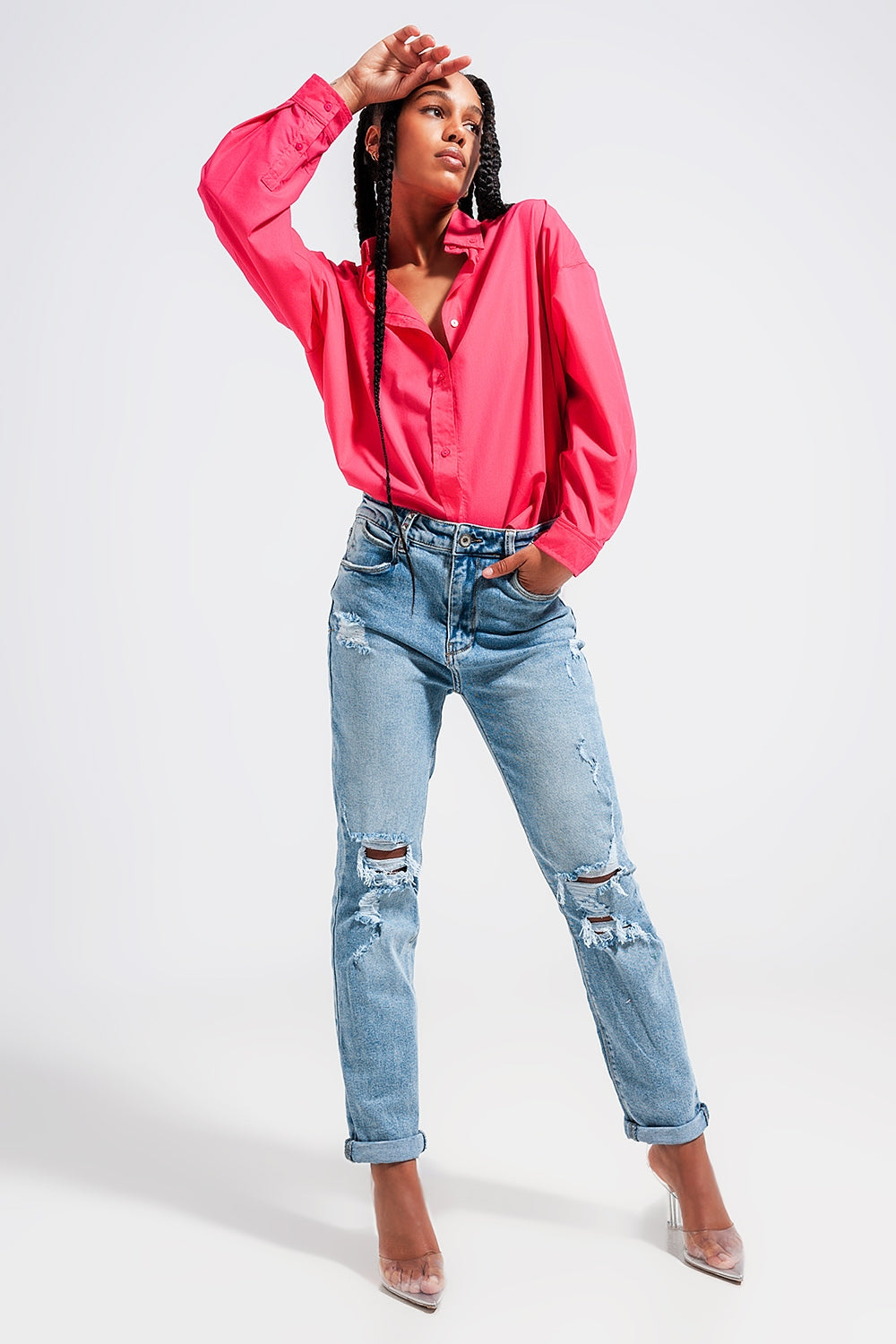 Chemise boutonnée devant Fuchsia