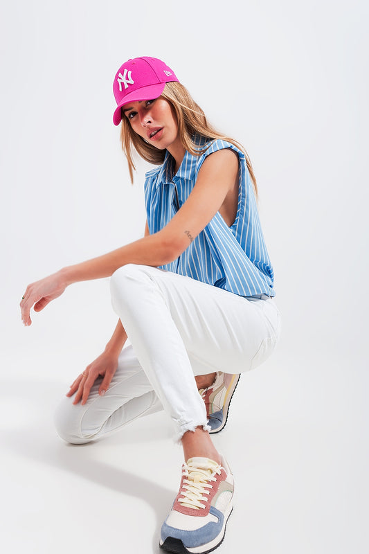 Jean skinny taille haute Blanc