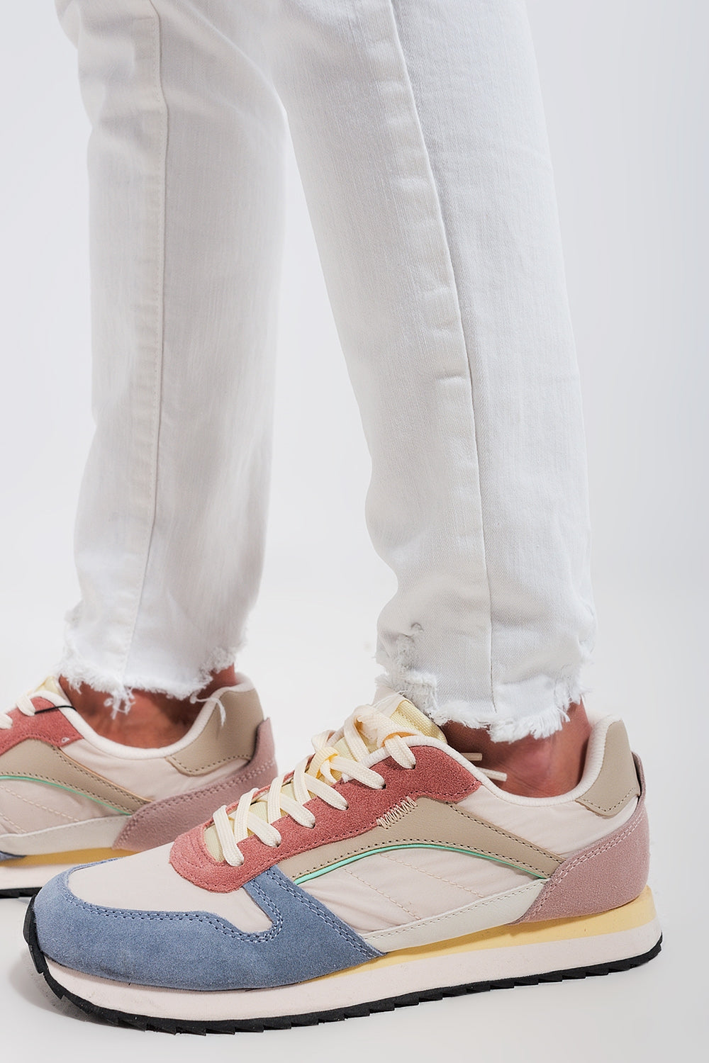 Jean skinny taille haute Blanc