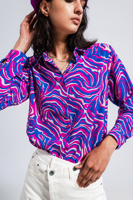 Chemise fluide à imprimé abstrait violet