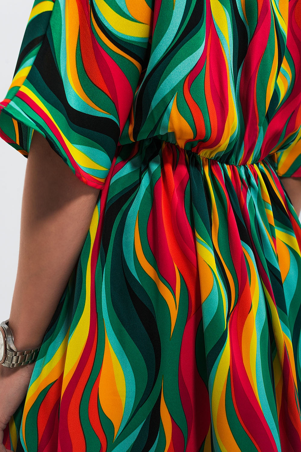 Robe chemise à imprimé tourbillon abstrait  Vert
