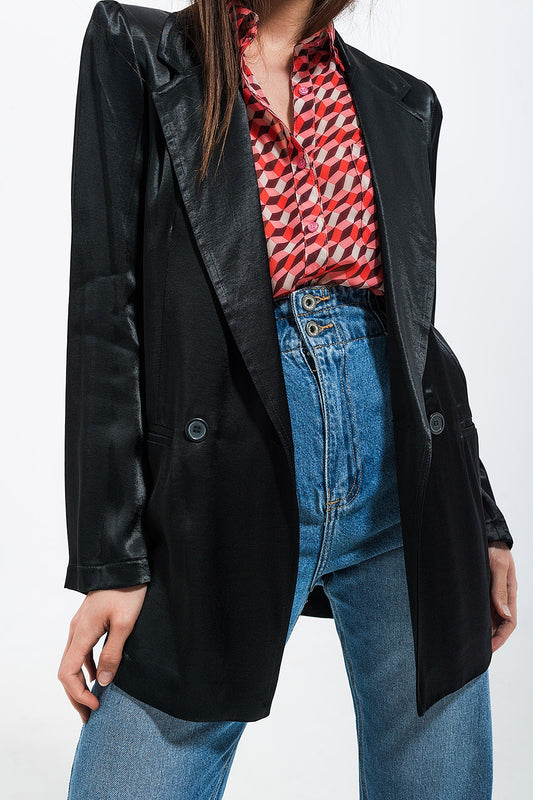 Blazer en satin noir