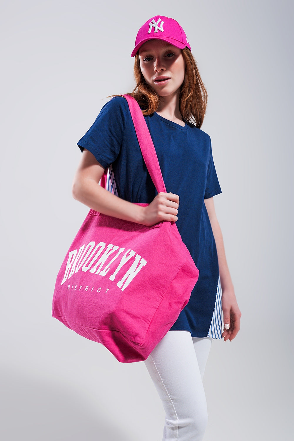 Brooklyn district Tote bag en toile fuchsia