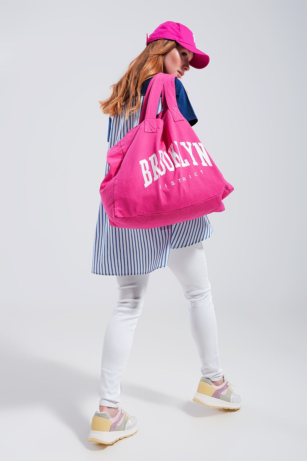 Brooklyn district Tote bag en toile fuchsia