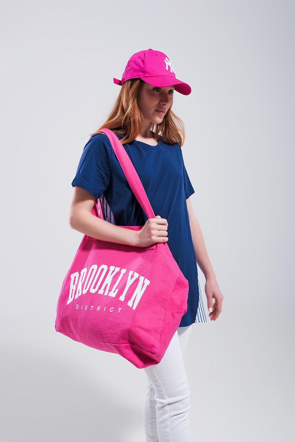 Brooklyn district Tote bag en toile fuchsia