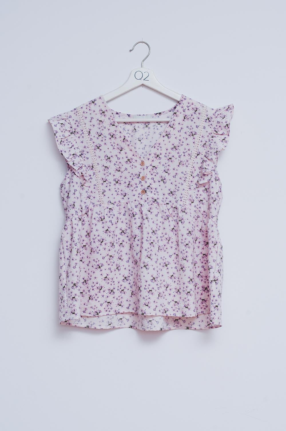 Blouse à volants en pourpre