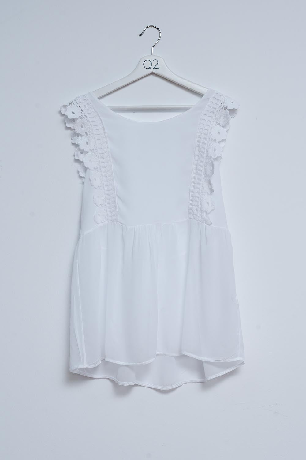 Top en broderie anglaise blanc