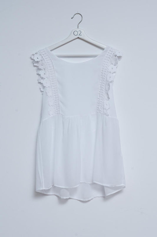 Top en broderie anglaise blanc