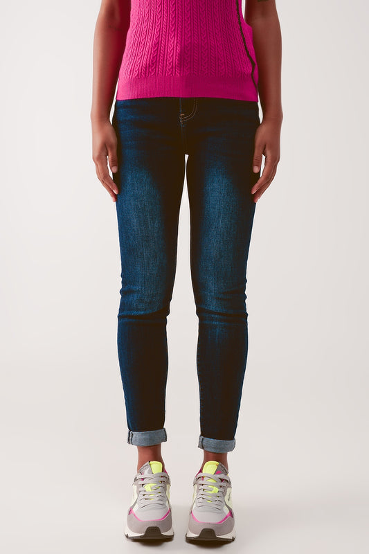 Jean skinny taille haute premium Bleu foncé