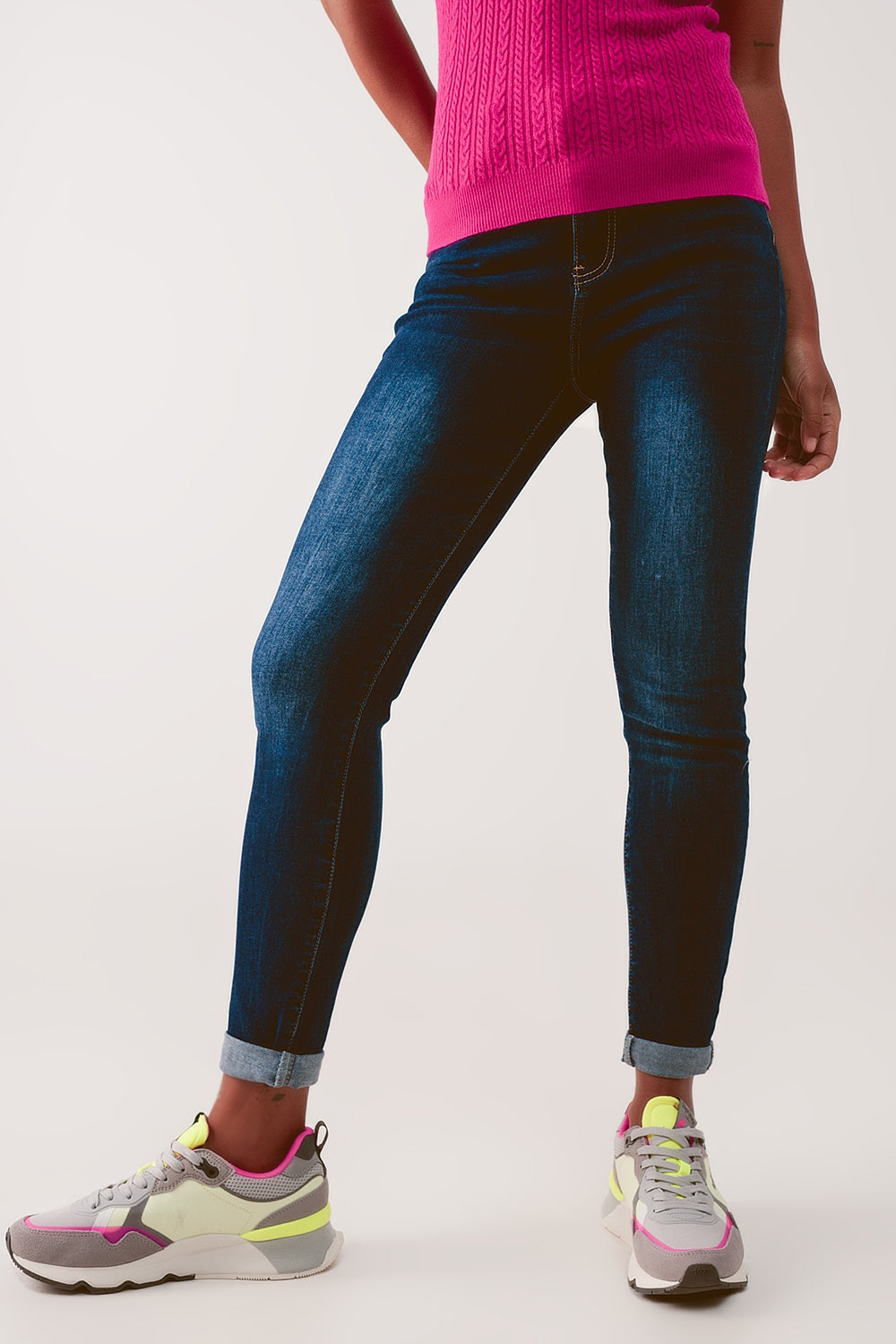 Jean skinny taille haute premium Bleu foncé