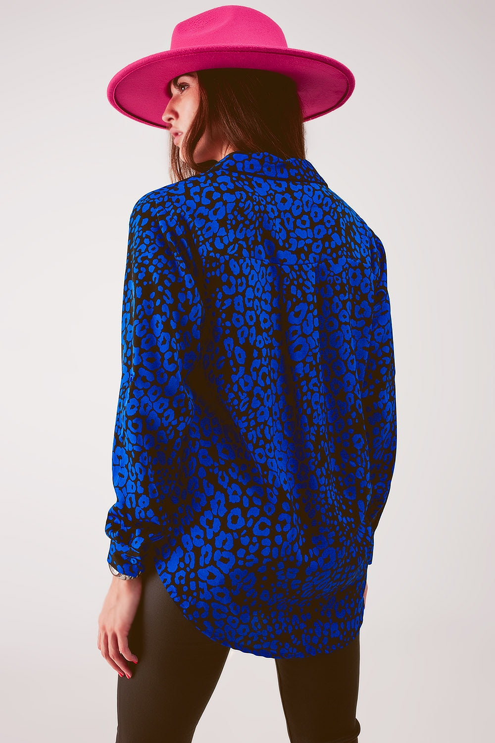 Chemise à imprimé animal bleu