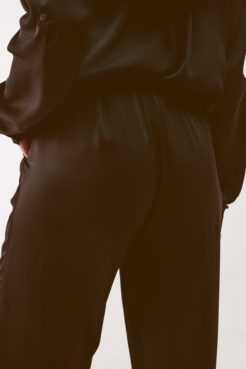 Pantalon large à ceinture noir