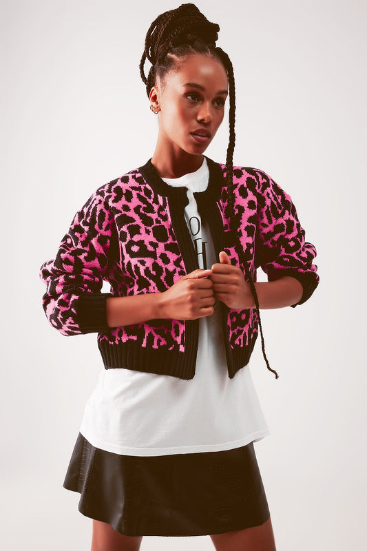 Gilet à motif animal fuchsia