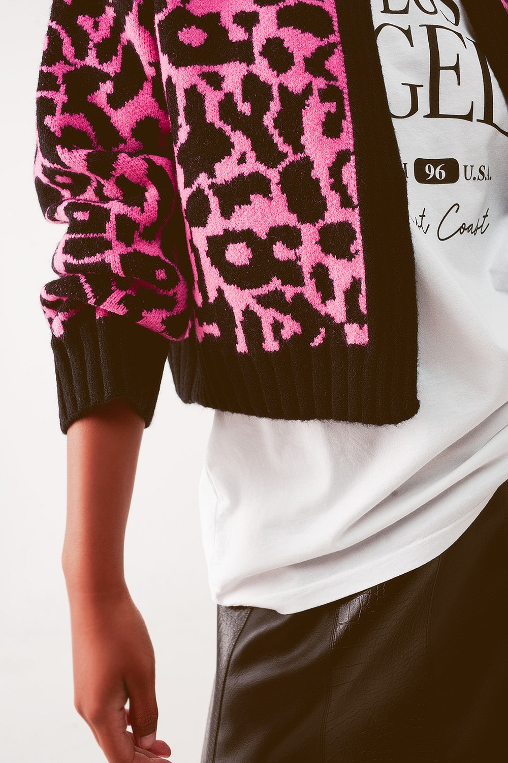 Gilet à motif animal fuchsia