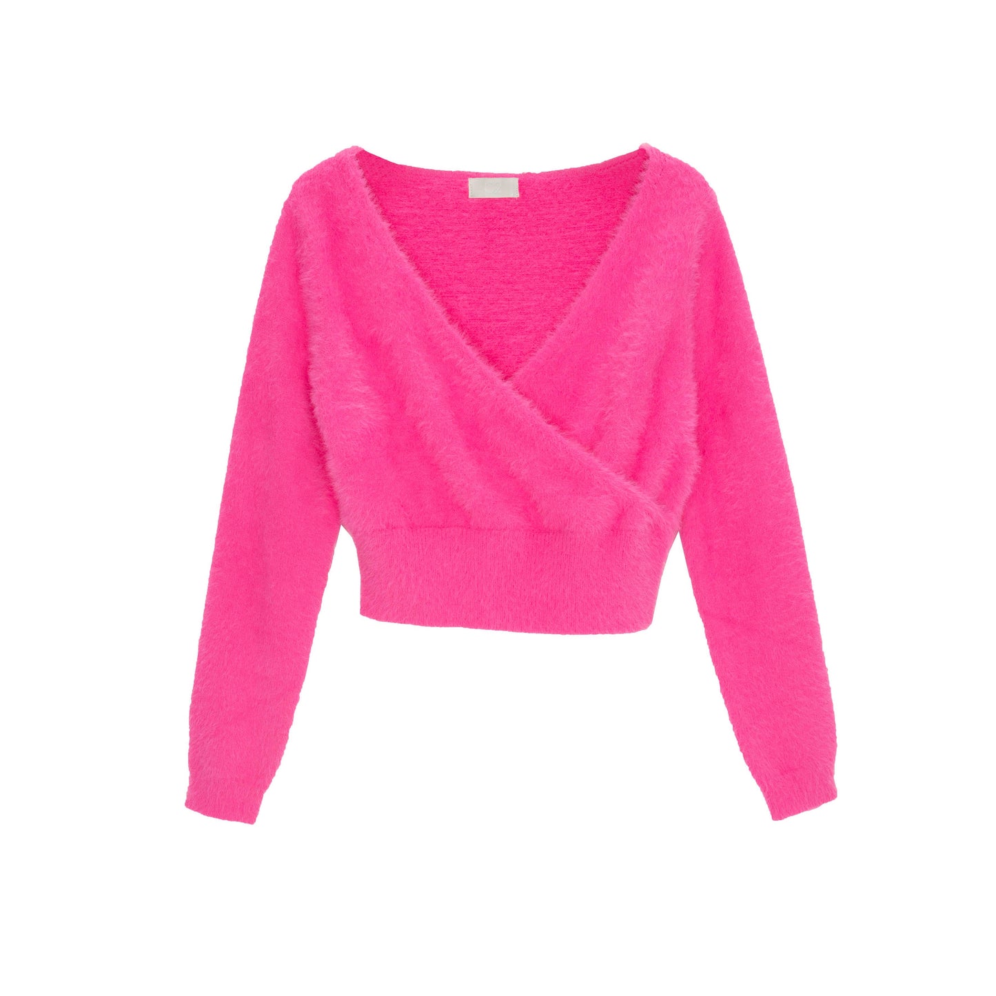 Pull en maille duveteuse fuchsia