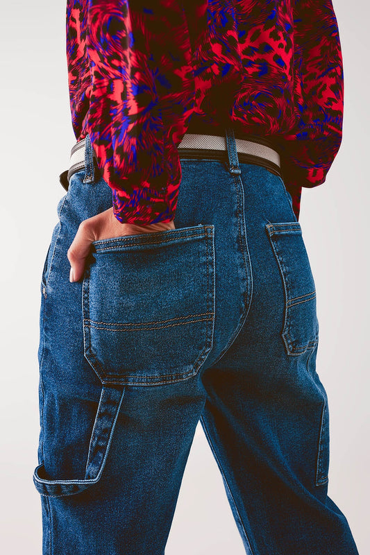 Jean boyfriend en coton stretch Bleu moyen