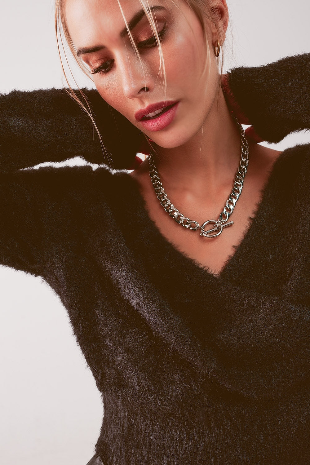 Pull en maille duveteuse noir