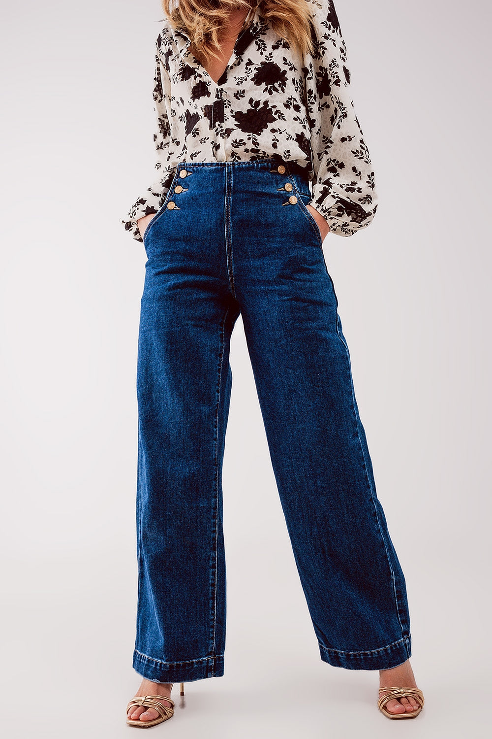 Jean à fermeture boutonnée bleu