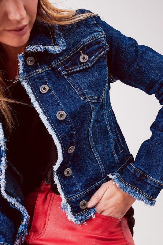 Veste en jean à ourlet brut
