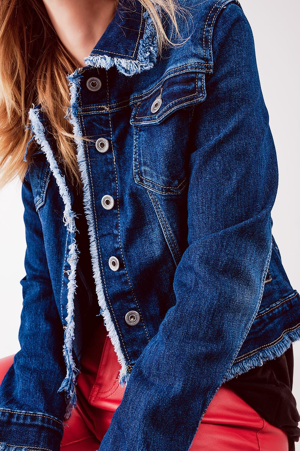 Veste en jean à ourlet brut