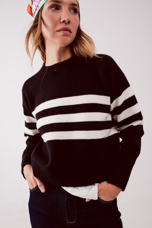 Pull 2 en 1 avec doublure style chemise Noir