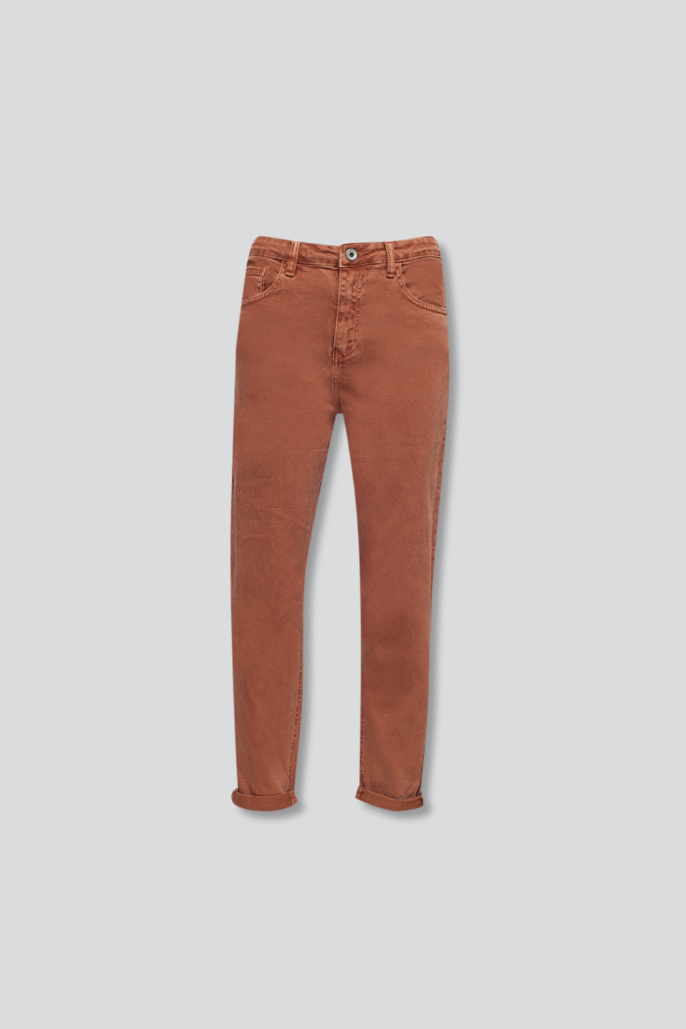Jean slouchy à taille mi haute en coton rouille