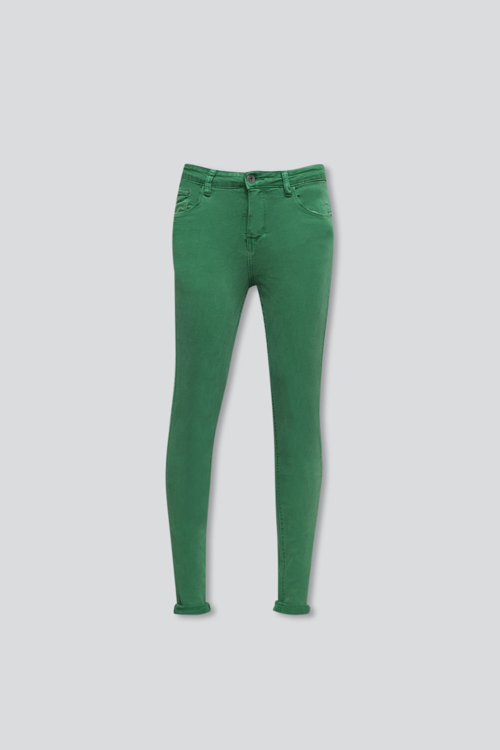 Jean skinny taille haute en vert