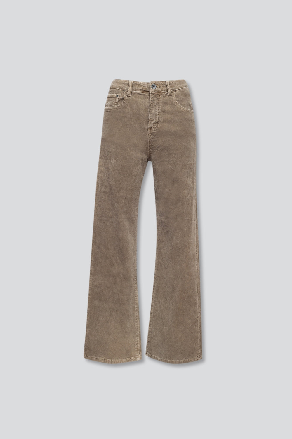 Pantalon raccourci en velours côtelé beige