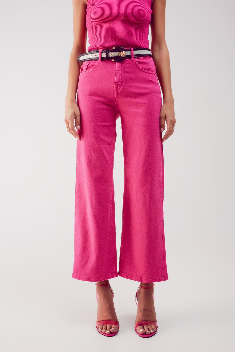 Jean ample court en fushia