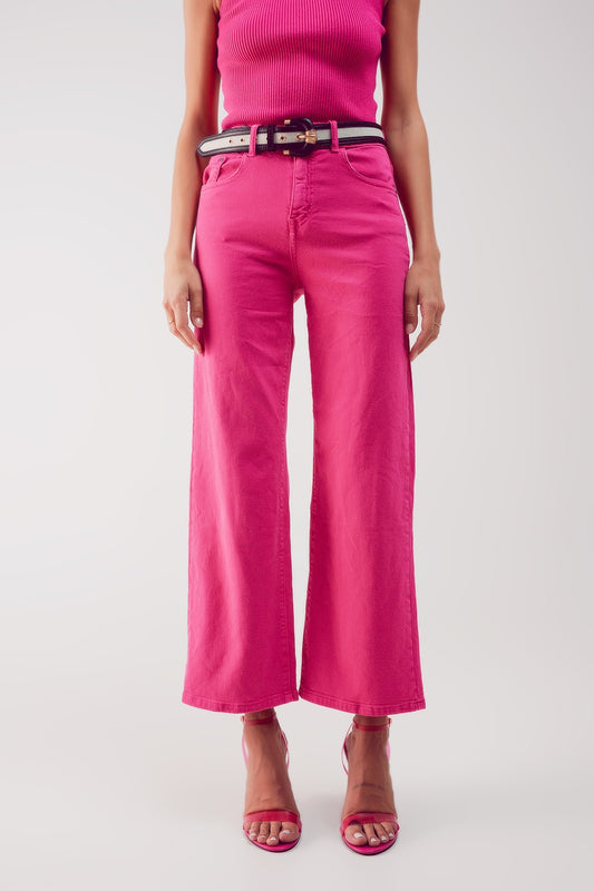 Jean ample court en fushia