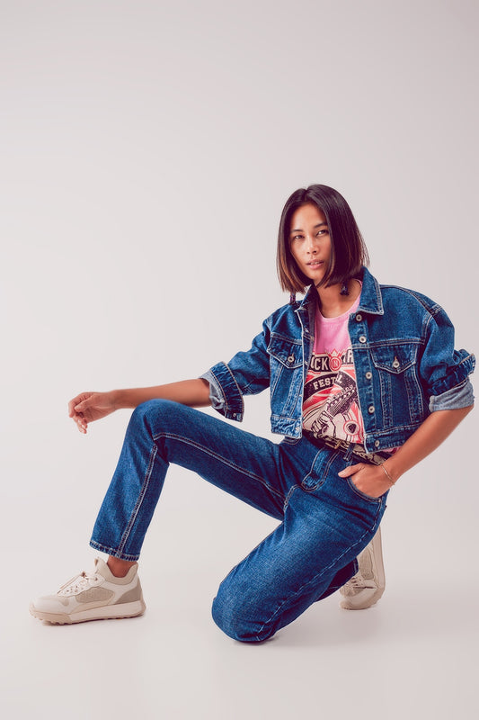 Jean droit en Bleu thrift