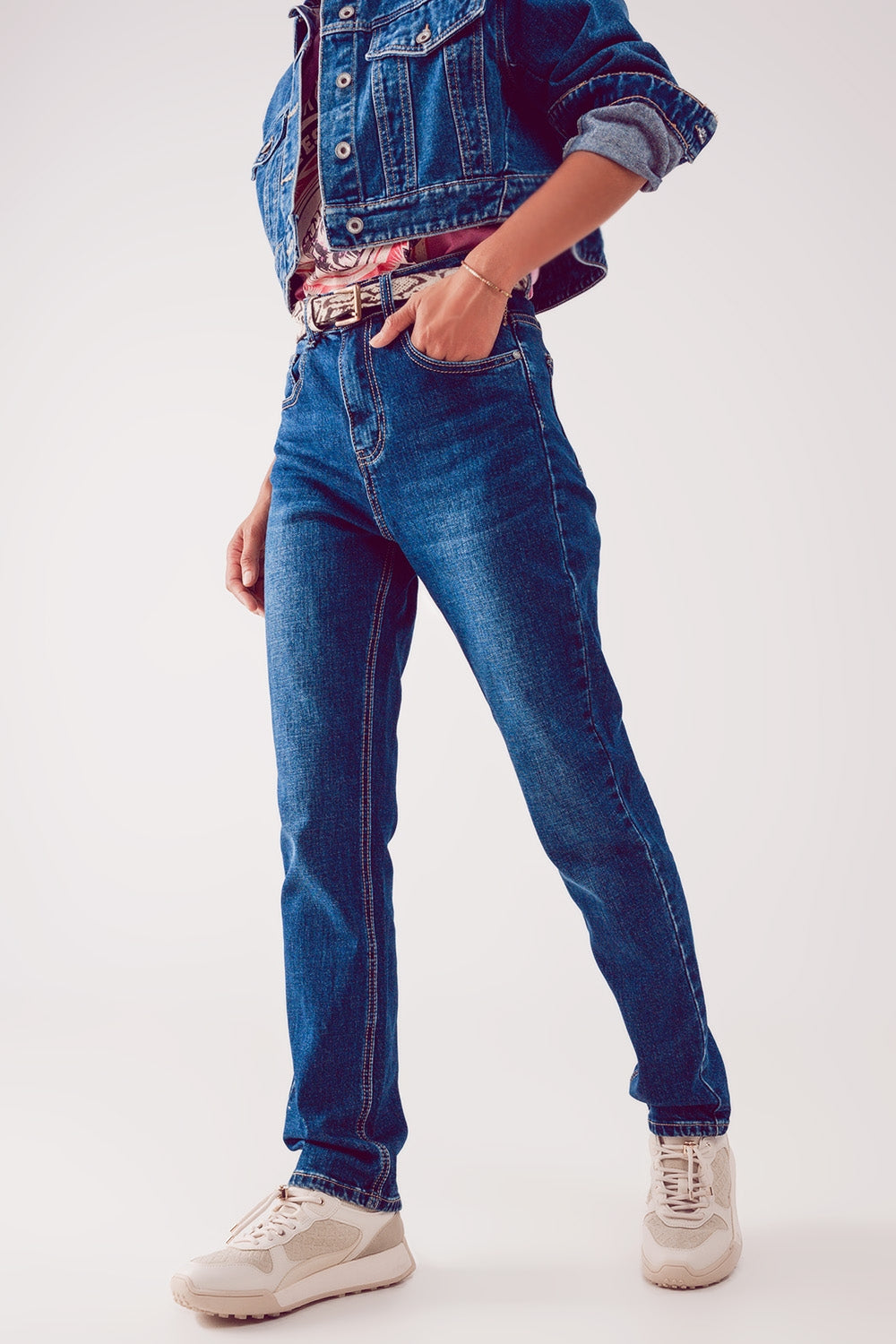Jean droit en Bleu thrift