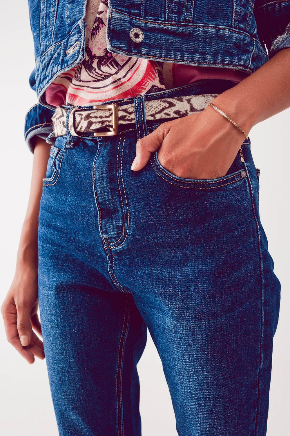 Jean droit en Bleu thrift