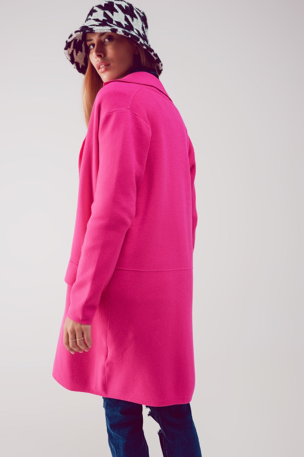 Gilet long avec col oversize fuchsia